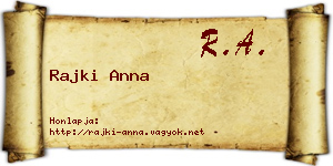 Rajki Anna névjegykártya